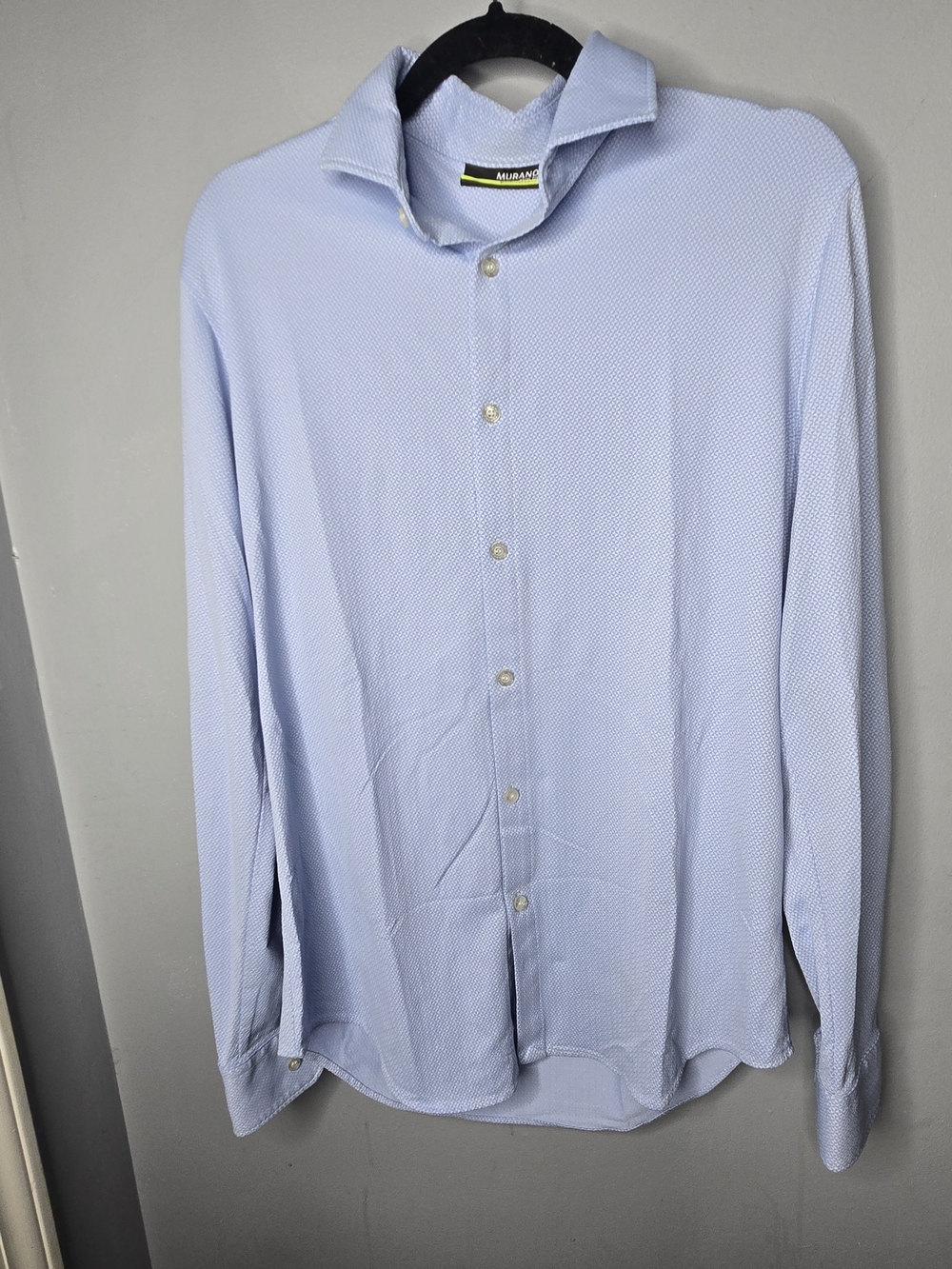 Murano Slim Fit Performance Dress Shirt Large Blue Stretch Button Down Buisness